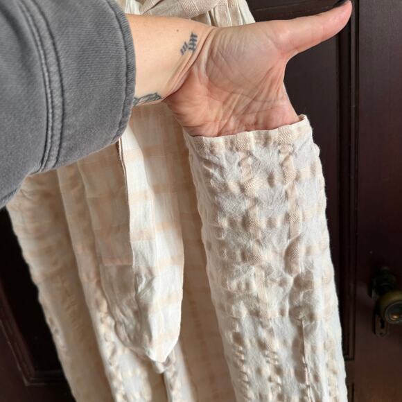 MARA HOFFMAN | Whitney Cotton Windowpane Wide Leg Jumpsuit Cover up Extra Small - Picture 7 of 9